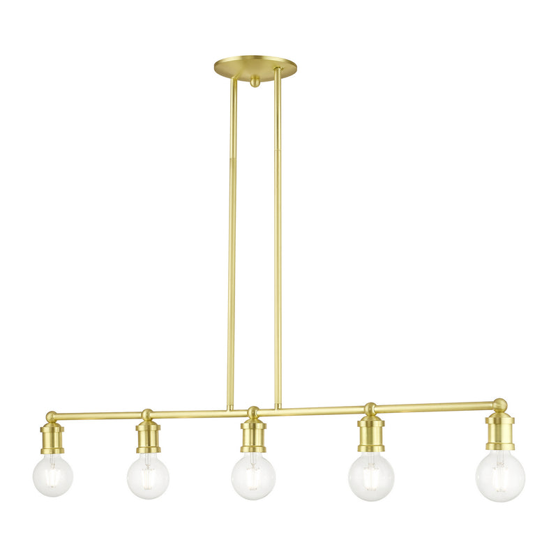 Livex Lighting 47165-12 Five Light Linear Chandelier, Satin Brass
