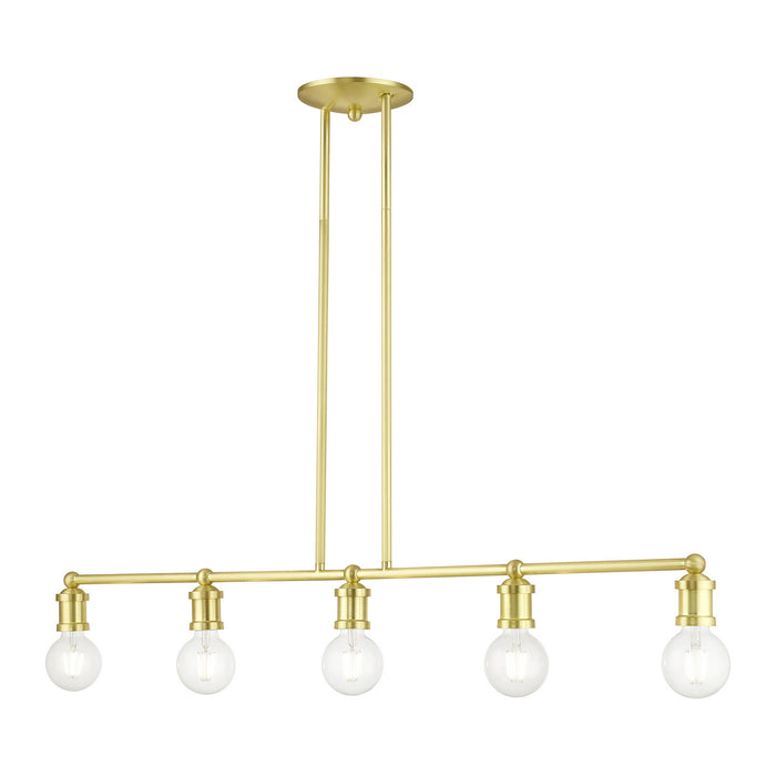 Livex Lighting 47165-12 Five Light Linear Chandelier, Satin Brass