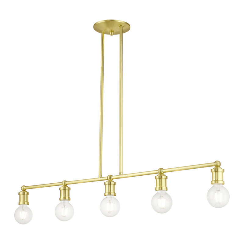 Livex Lighting 47165-12 Five Light Linear Chandelier, Satin Brass