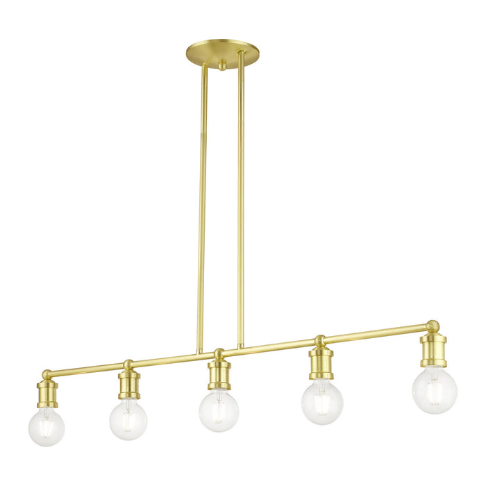Livex Lighting 47165-12 Five Light Linear Chandelier, Satin Brass
