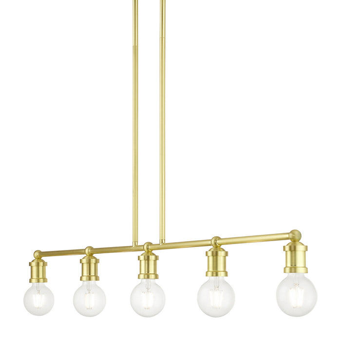 Livex Lighting 47165-12 Five Light Linear Chandelier, Satin Brass