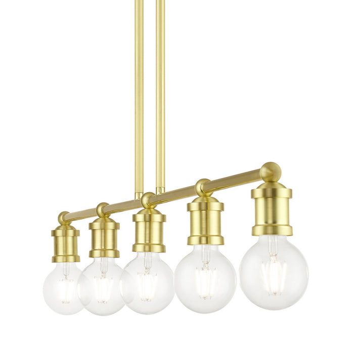 Livex Lighting 47165-12 Five Light Linear Chandelier, Satin Brass