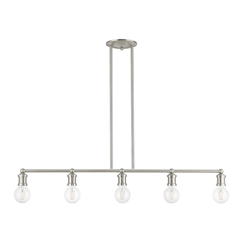 Livex Lighting 47165-91 Five Light Linear Chandelier, Brushed Nickel