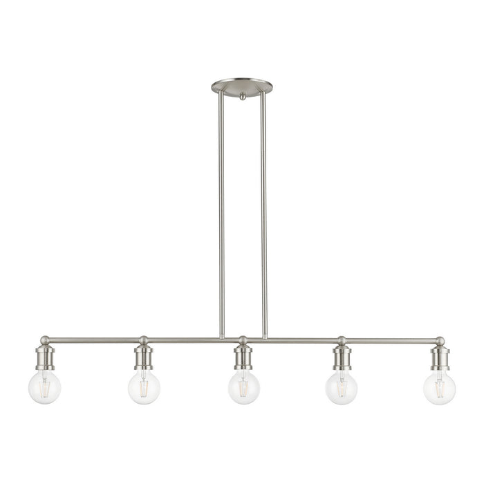 Livex Lighting 47165-91 Five Light Linear Chandelier, Brushed Nickel