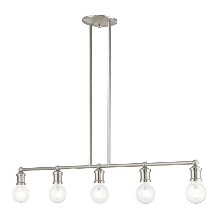 Livex Lighting 47165-91 Five Light Linear Chandelier, Brushed Nickel