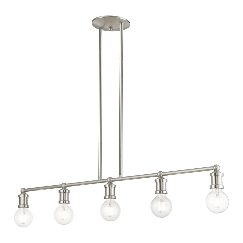 Livex Lighting 47165-91 Five Light Linear Chandelier, Brushed Nickel