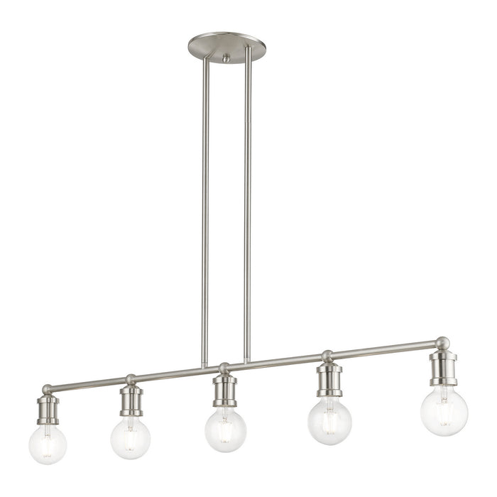 Livex Lighting 47165-91 Five Light Linear Chandelier, Brushed Nickel