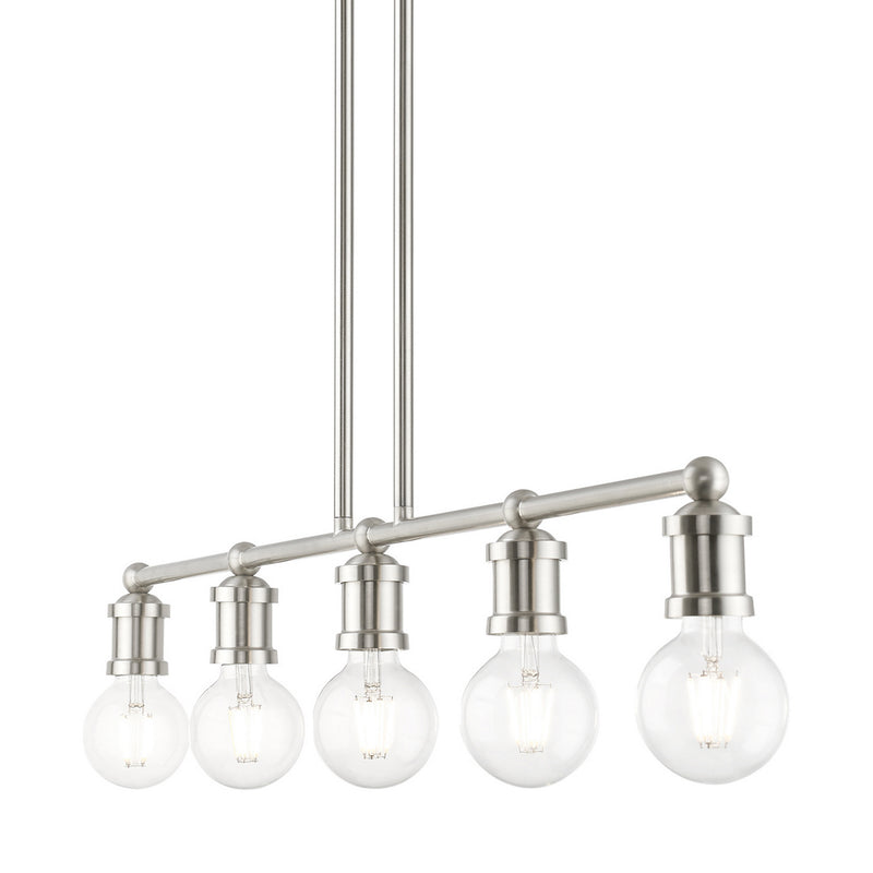 Livex Lighting 47165-91 Five Light Linear Chandelier, Brushed Nickel
