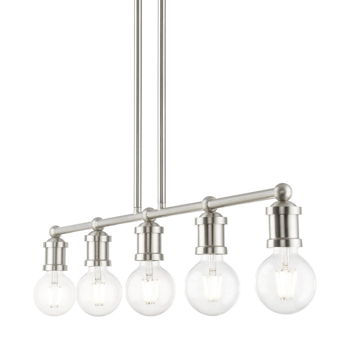 Livex Lighting 47165-91 Five Light Linear Chandelier, Brushed Nickel
