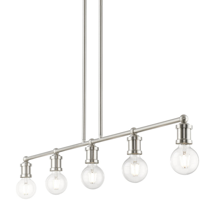 Livex Lighting 47165-91 Five Light Linear Chandelier, Brushed Nickel