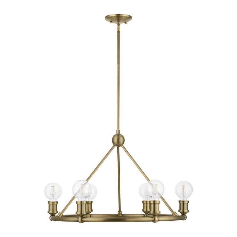 Livex Lighting 47166-01 Six Light Chandelier, Antique Brass