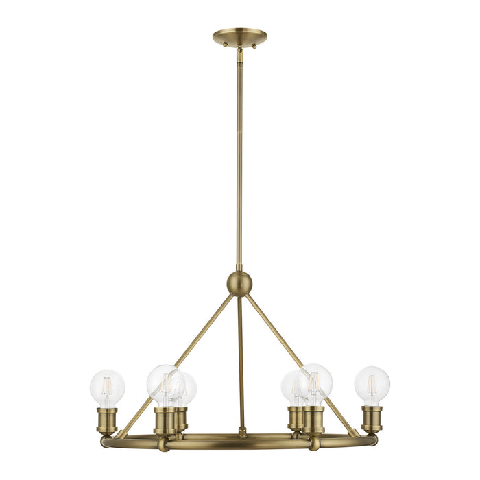 Livex Lighting 47166-01 Six Light Chandelier, Antique Brass