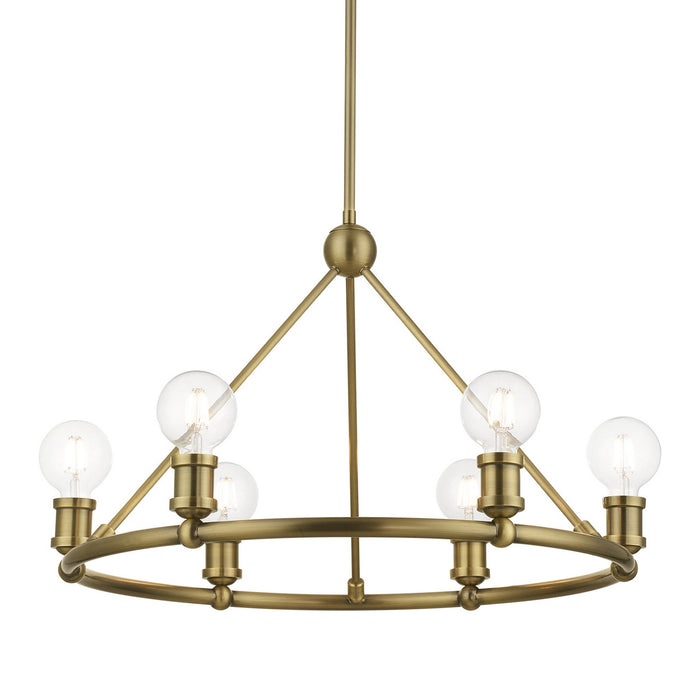 Livex Lighting 47166-01 Six Light Chandelier, Antique Brass