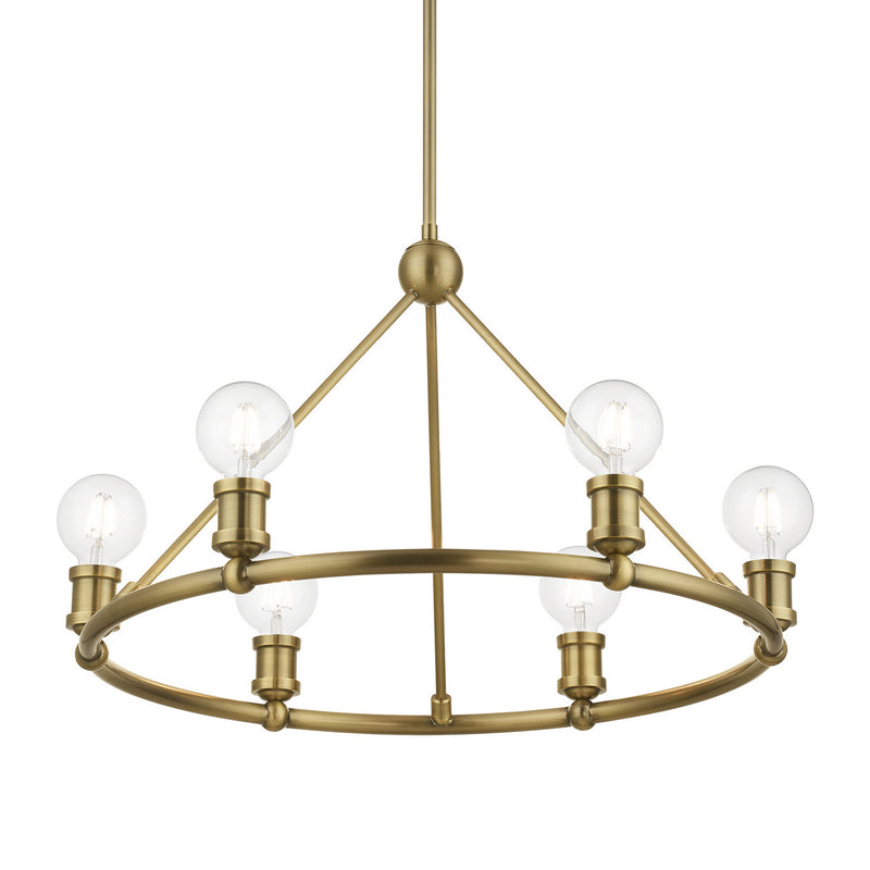 Livex Lighting 47166-01 Six Light Chandelier, Antique Brass