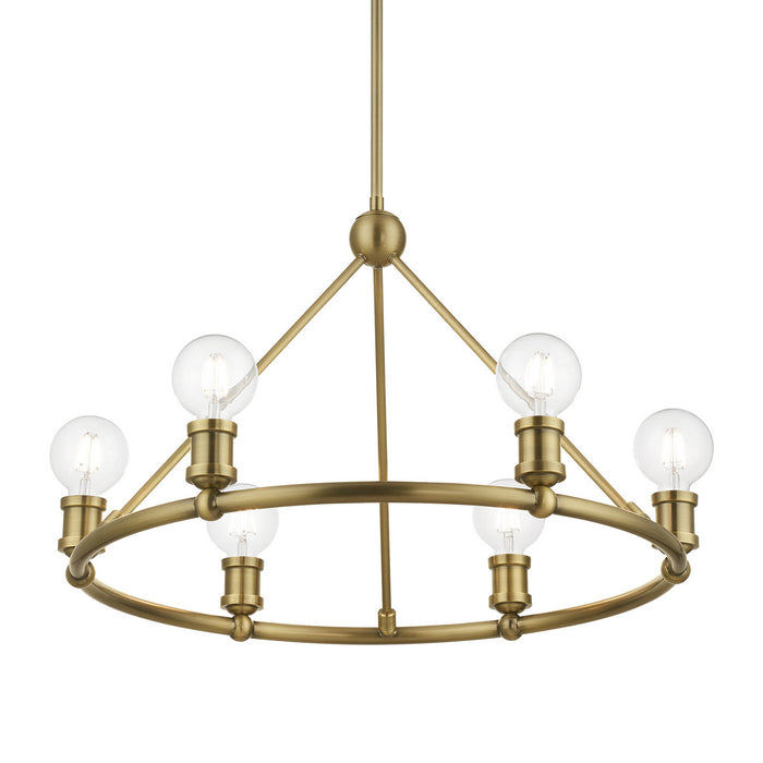 Livex Lighting 47166-01 Six Light Chandelier, Antique Brass