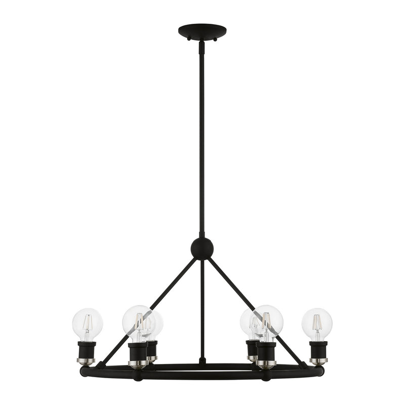 Livex Lighting 47166-04 Six Light Chandelier, Black w/Brushed Nickel