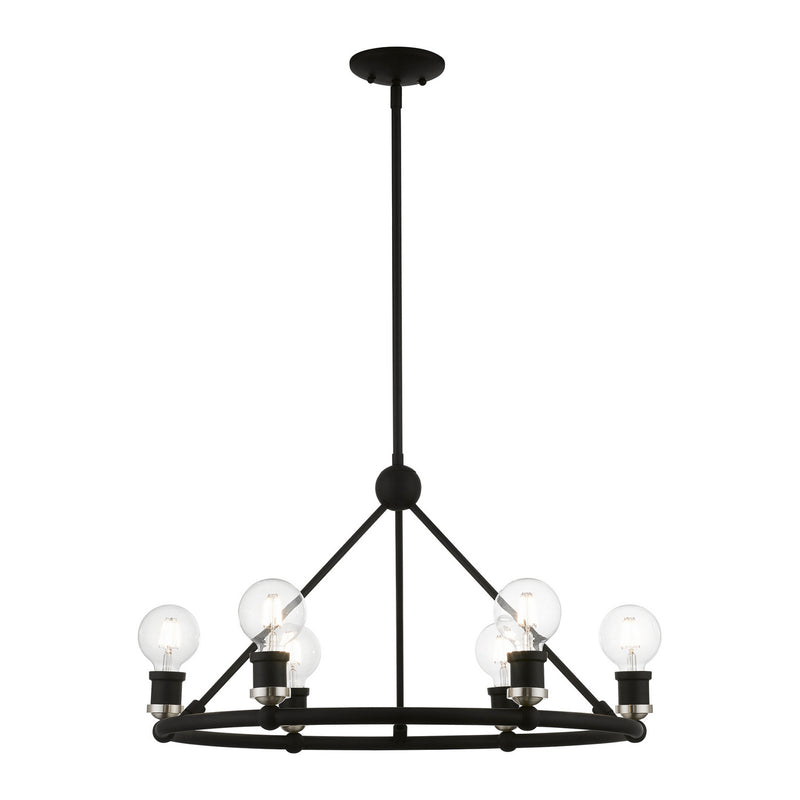 Livex Lighting 47166-04 Six Light Chandelier, Black w/Brushed Nickel