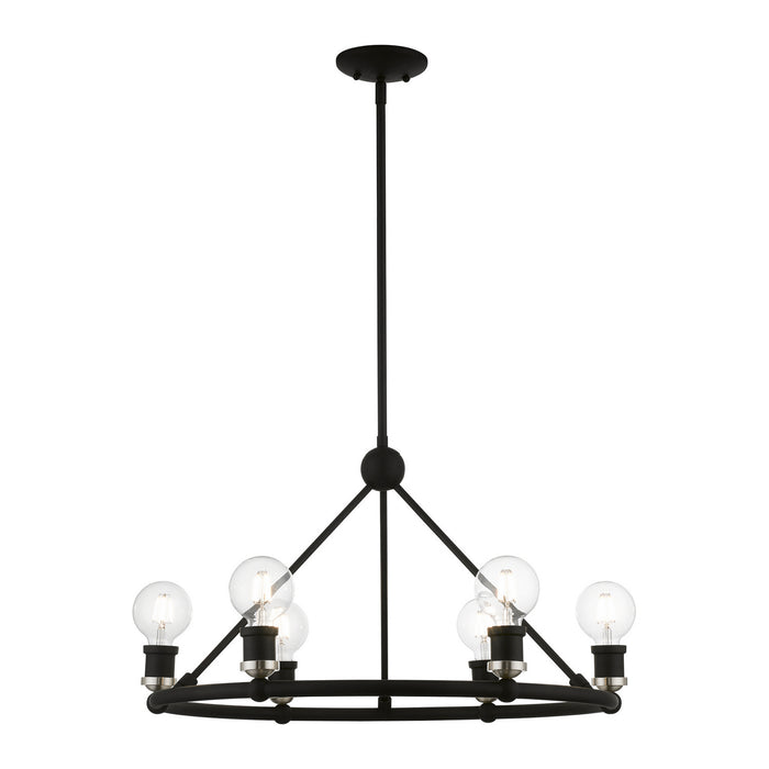 Livex Lighting 47166-04 Six Light Chandelier, Black w/Brushed Nickel