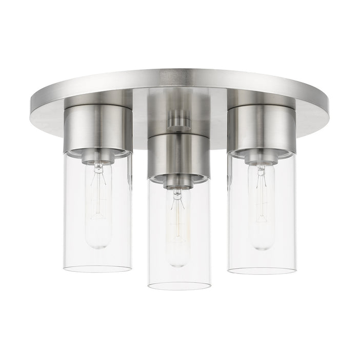 Livex Lighting 48762-91 Three Light Flush Mount, Brushed Nickel