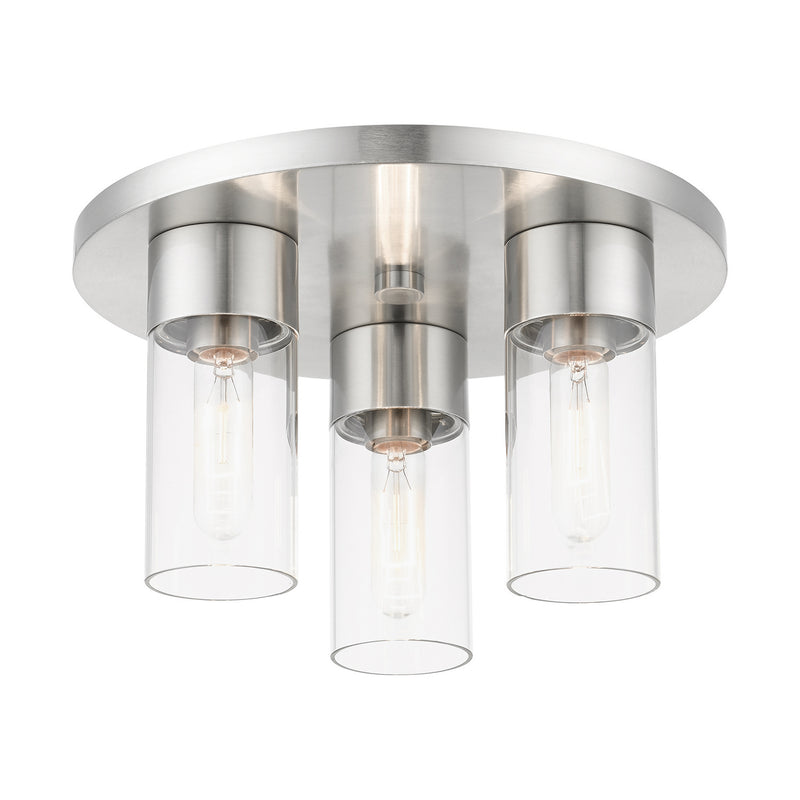 Livex Lighting 48762-91 Three Light Flush Mount, Brushed Nickel