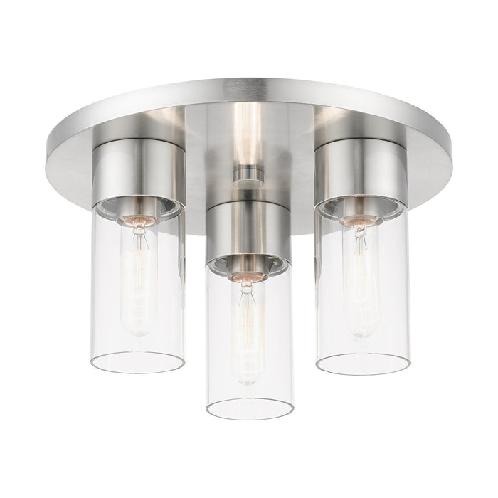 Livex Lighting 48762-91 Three Light Flush Mount, Brushed Nickel