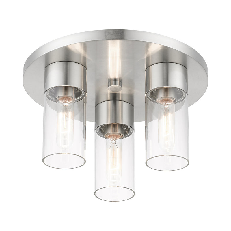 Livex Lighting 48762-91 Three Light Flush Mount, Brushed Nickel