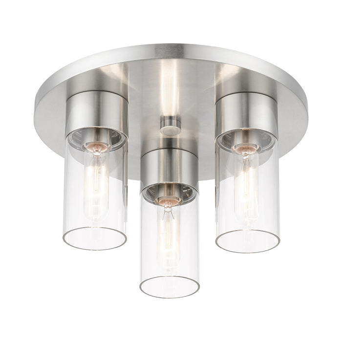 Livex Lighting 48762-91 Three Light Flush Mount, Brushed Nickel