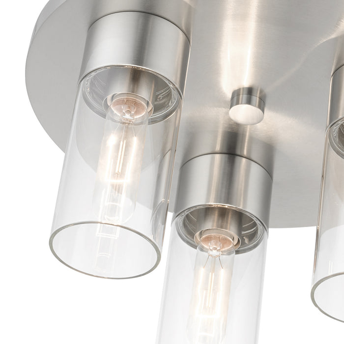 Livex Lighting 48762-91 Three Light Flush Mount, Brushed Nickel