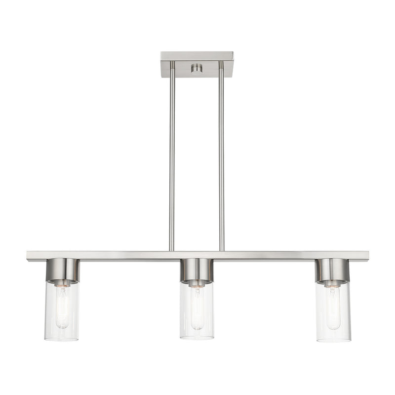 Livex Lighting 48763-91 Three Light Linear Chandelier, Brushed Nickel