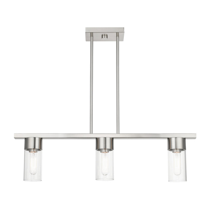 Livex Lighting 48763-91 Three Light Linear Chandelier, Brushed Nickel