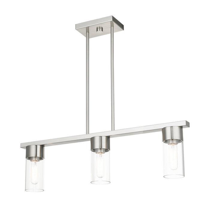 Livex Lighting 48763-91 Three Light Linear Chandelier, Brushed Nickel
