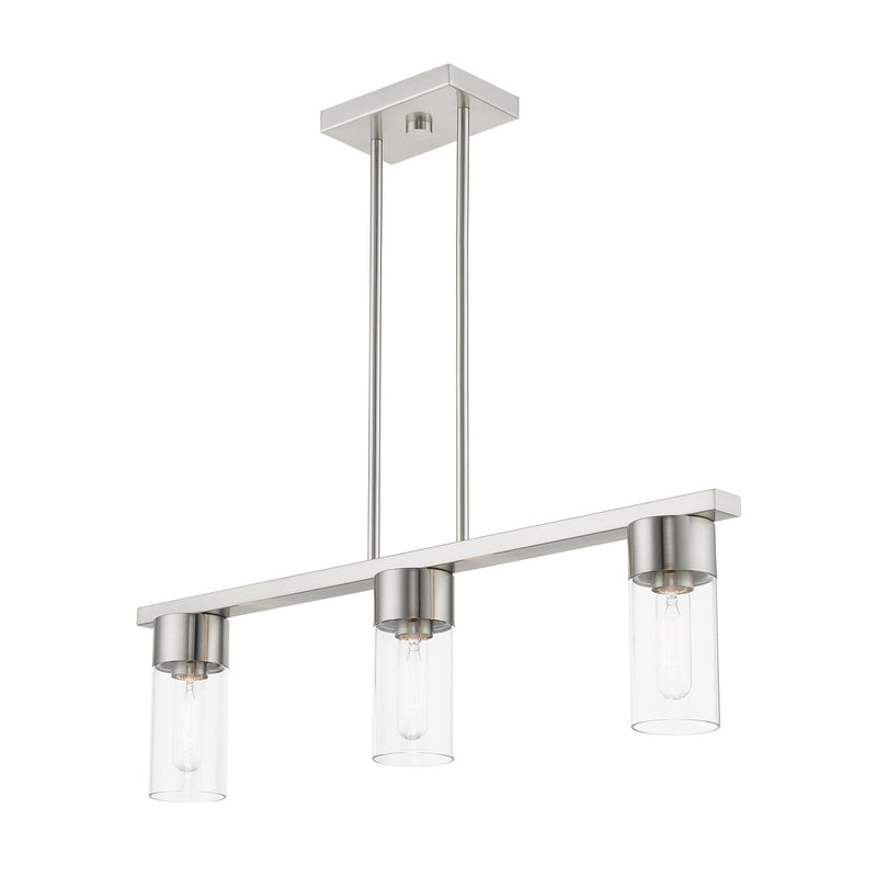 Livex Lighting 48763-91 Three Light Linear Chandelier, Brushed Nickel