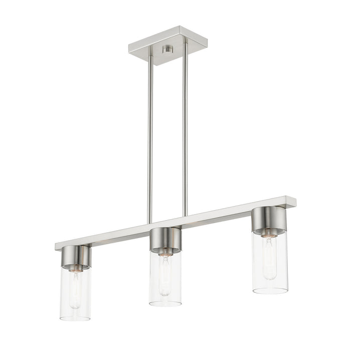 Livex Lighting 48763-91 Three Light Linear Chandelier, Brushed Nickel