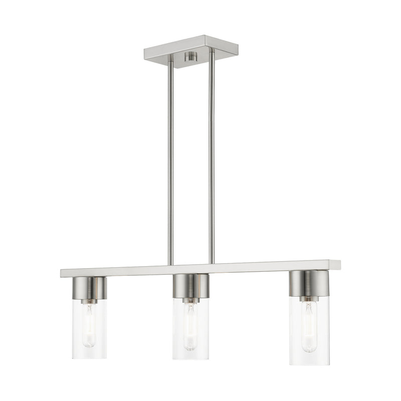 Livex Lighting 48763-91 Three Light Linear Chandelier, Brushed Nickel