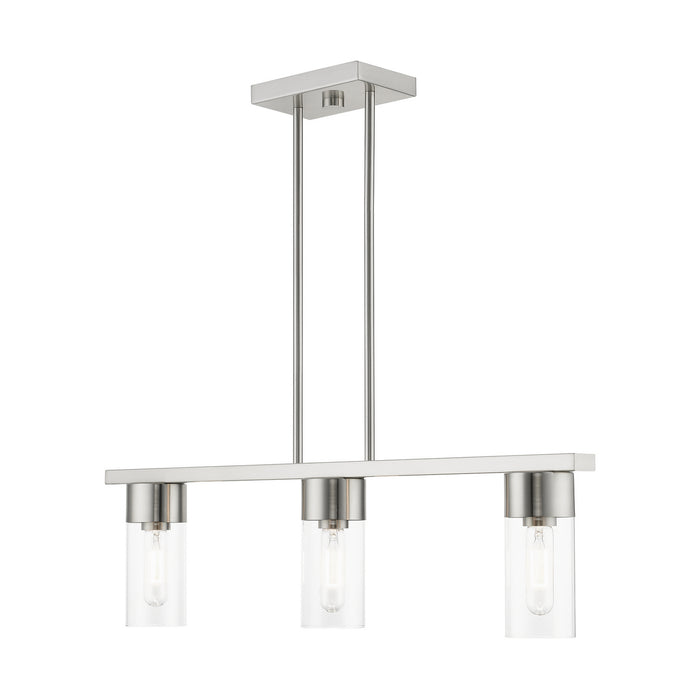Livex Lighting 48763-91 Three Light Linear Chandelier, Brushed Nickel