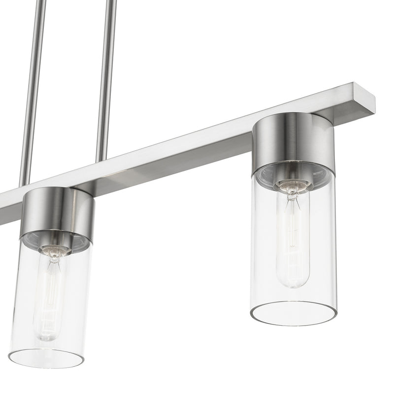 Livex Lighting 48763-91 Three Light Linear Chandelier, Brushed Nickel