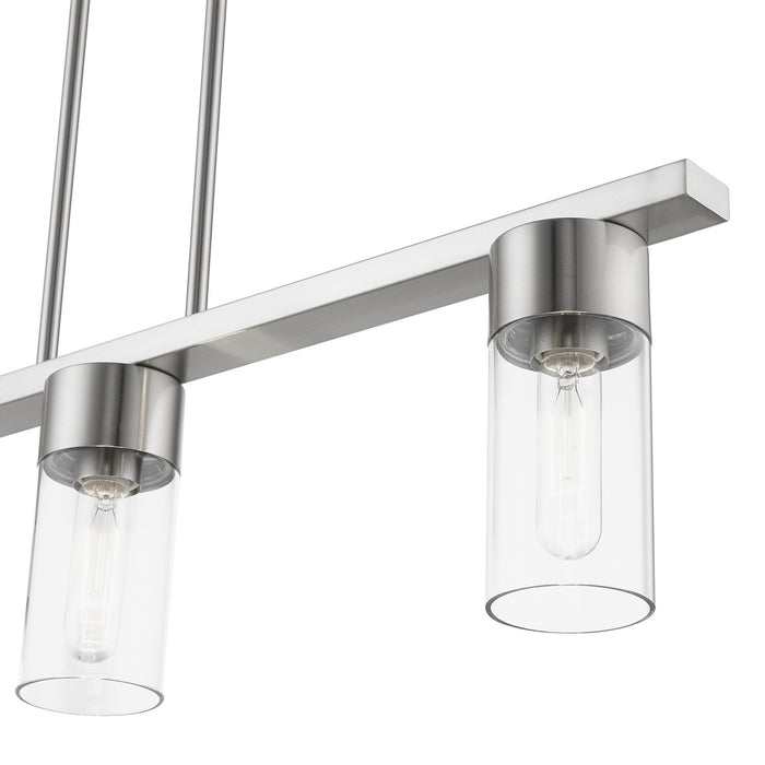 Livex Lighting 48763-91 Three Light Linear Chandelier, Brushed Nickel