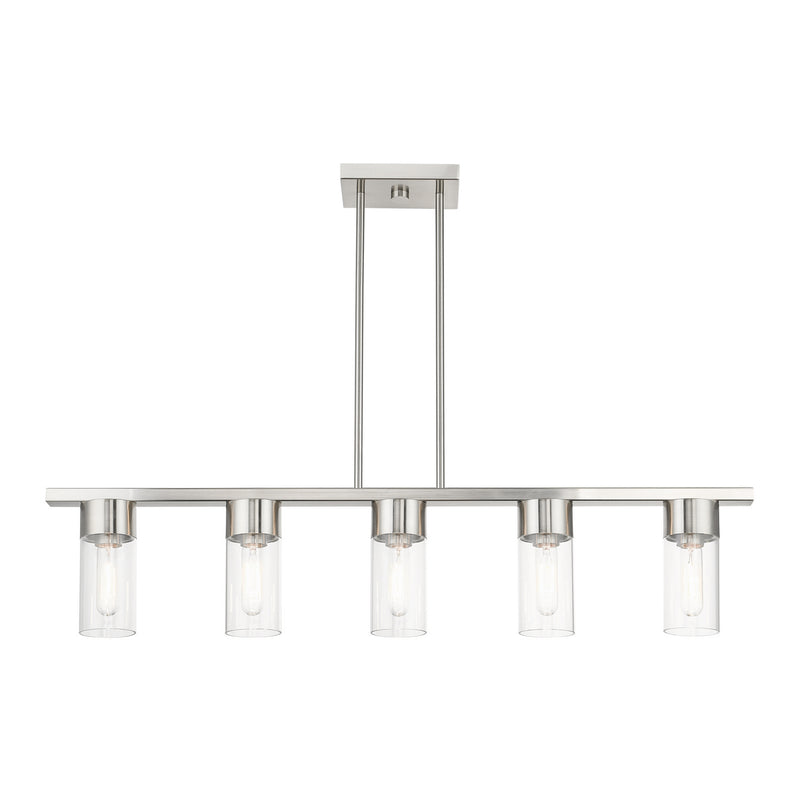 Livex Lighting 48765-91 Five Light Linear Chandelier, Brushed Nickel