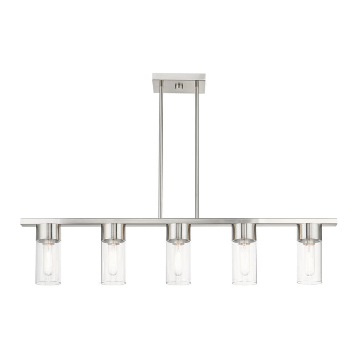 Livex Lighting 48765-91 Five Light Linear Chandelier, Brushed Nickel