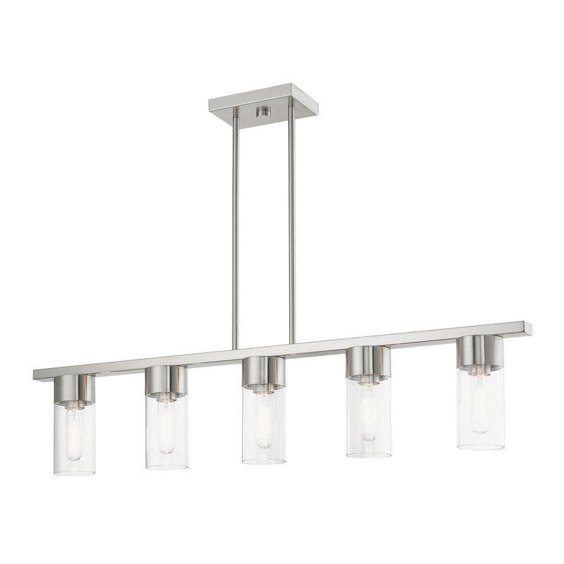 Livex Lighting 48765-91 Five Light Linear Chandelier, Brushed Nickel