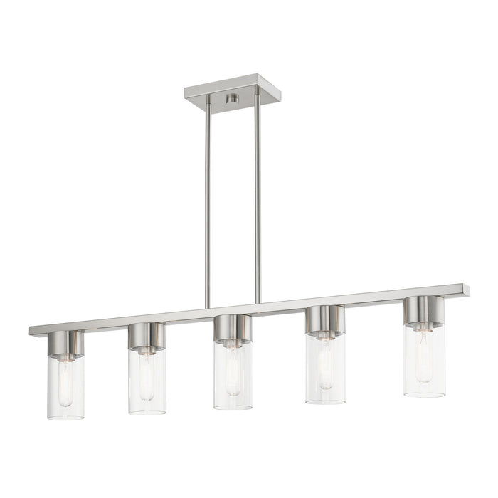 Livex Lighting 48765-91 Five Light Linear Chandelier, Brushed Nickel