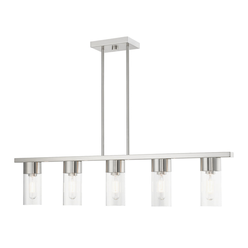 Livex Lighting 48765-91 Five Light Linear Chandelier, Brushed Nickel