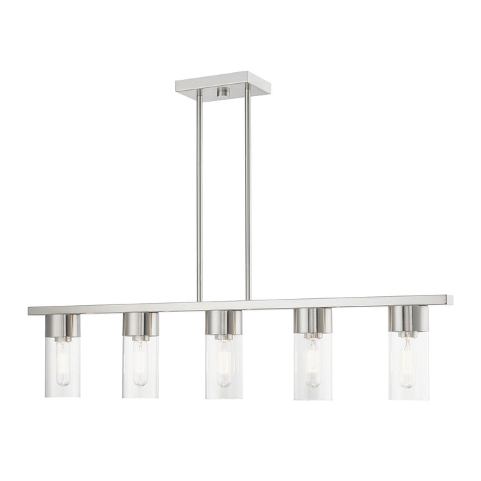 Livex Lighting 48765-91 Five Light Linear Chandelier, Brushed Nickel