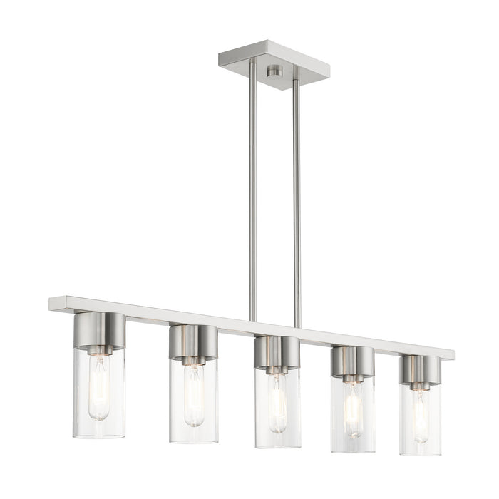 Livex Lighting 48765-91 Five Light Linear Chandelier, Brushed Nickel