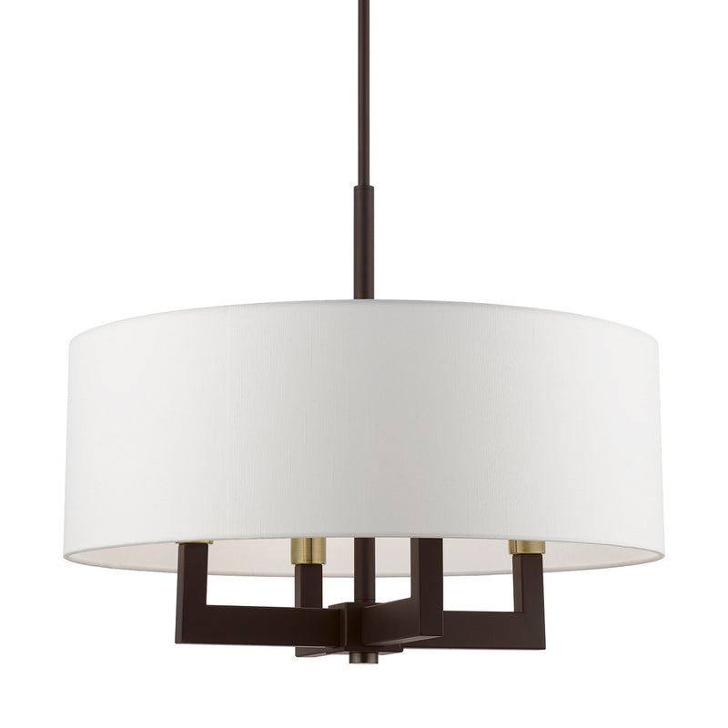 Livex Lighting 48786-07 Four Light Chandelier, Bronze w/Antique Brass