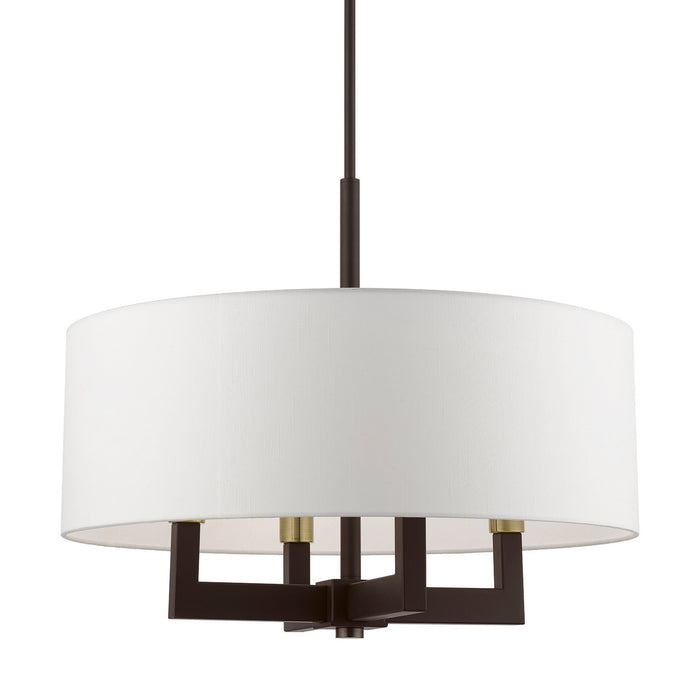 Livex Lighting 48786-07 Four Light Chandelier, Bronze w/Antique Brass