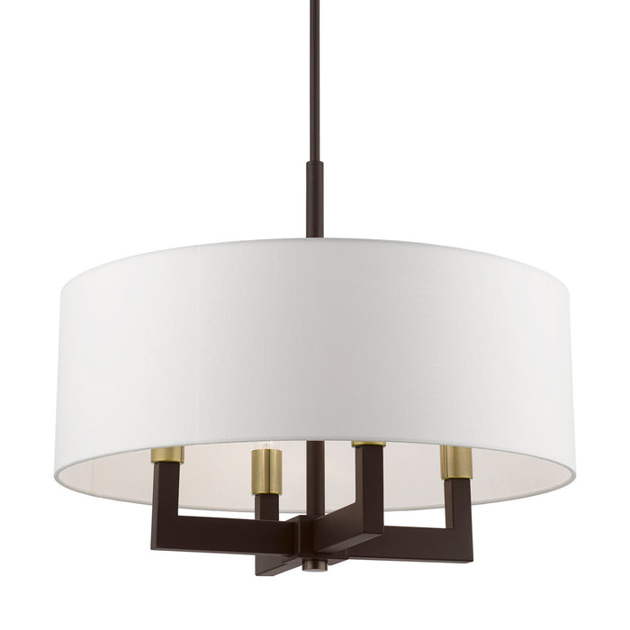 Livex Lighting 48786-07 Four Light Chandelier, Bronze w/Antique Brass