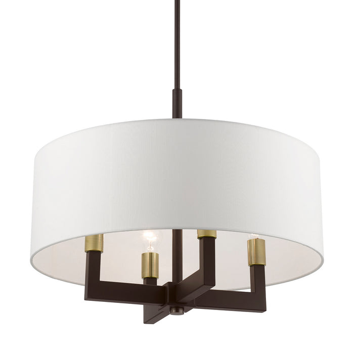 Livex Lighting 48786-07 Four Light Chandelier, Bronze w/Antique Brass