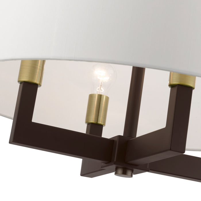 Livex Lighting 48786-07 Four Light Chandelier, Bronze w/Antique Brass