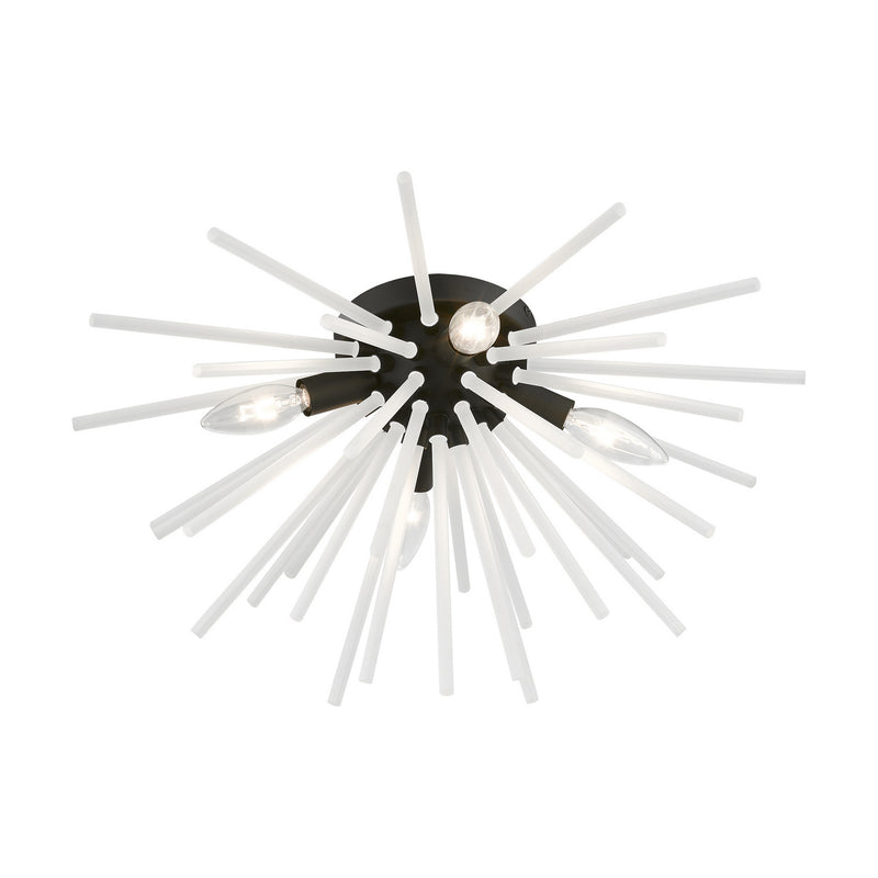 Livex Lighting 48820-04 Four Light Flush Mount, Black